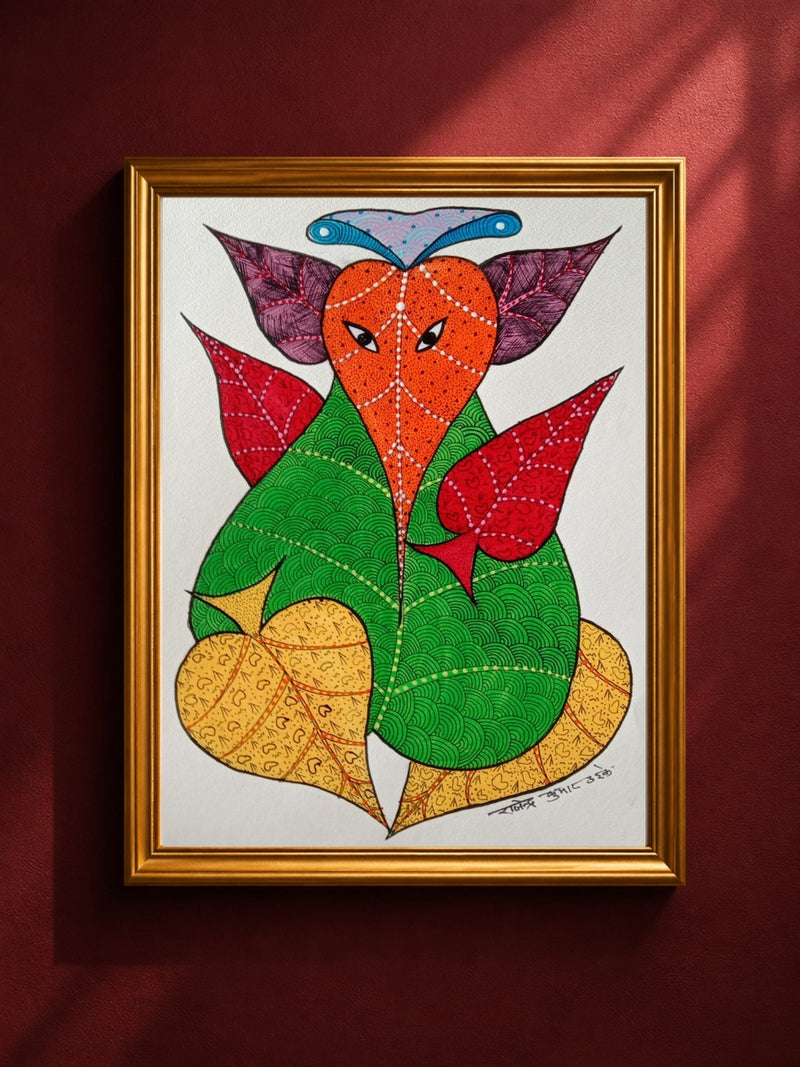 Buy Ganesha Gond Painting Online | Gond Art for Sale | Paintings