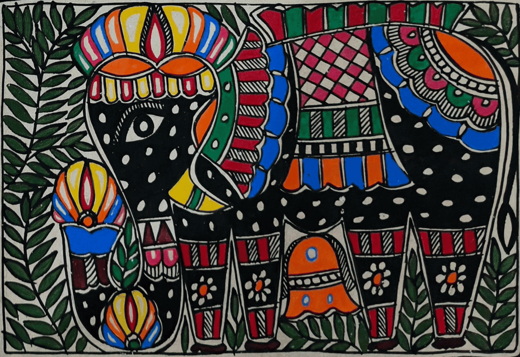 Elephant in Madhubani by Ambika Devi Thumbnail
