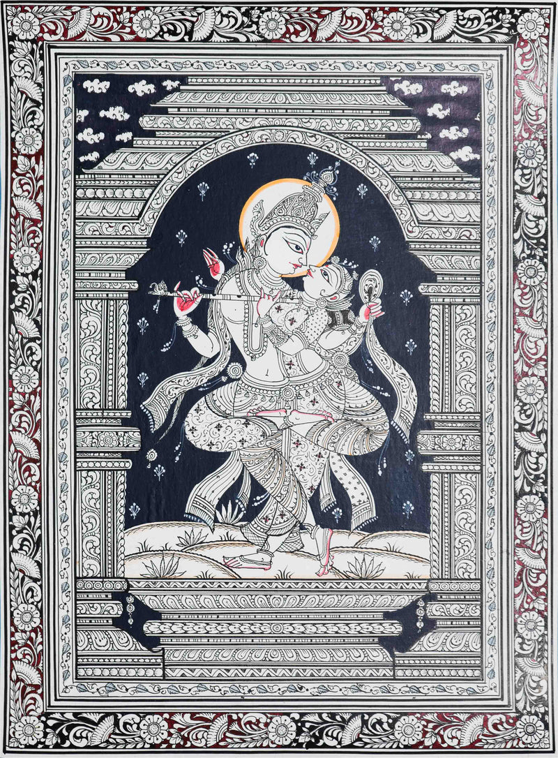 Purchase Immersive Radha Krishna Rasleela Pattachitra on a canvas by Apindra Swain