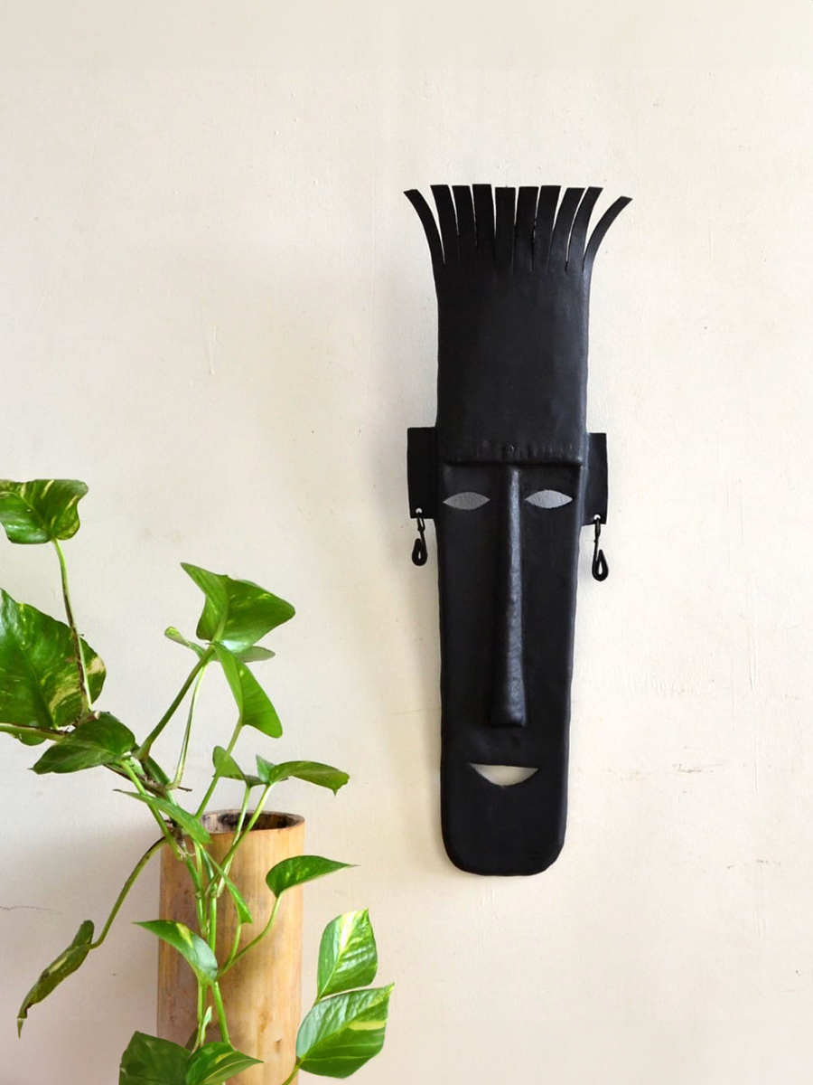 Representation of black mask: Bastar Iron Craft by Sameep Vishwakarma for Sale
