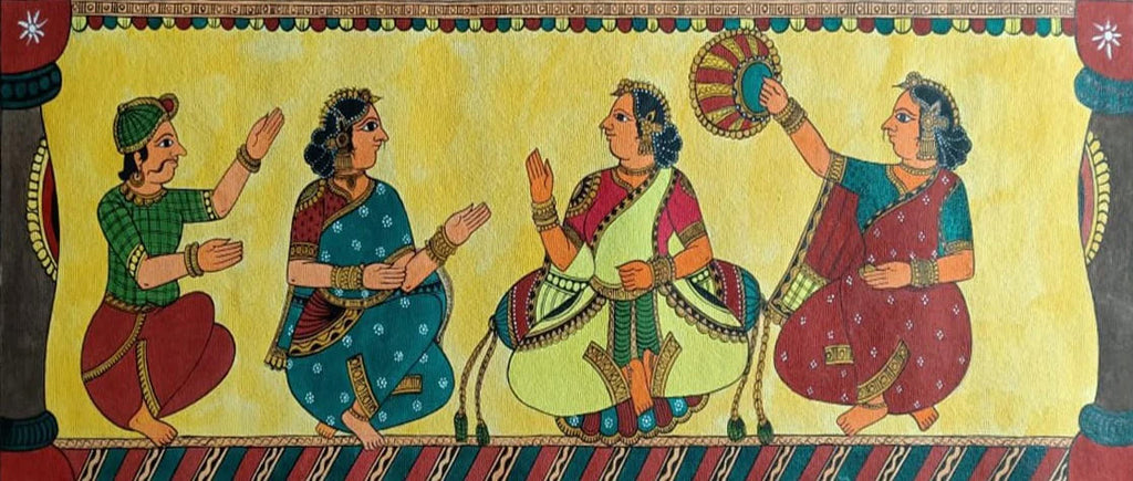 Sita With Her Dassi: Chitrakathi Painting by Chetan Gangavane Thumbnail
