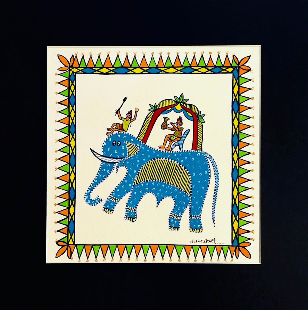 Baba Ganeh's Galloping Ride in Pithora Art by Chanchal Soni Thumbnail