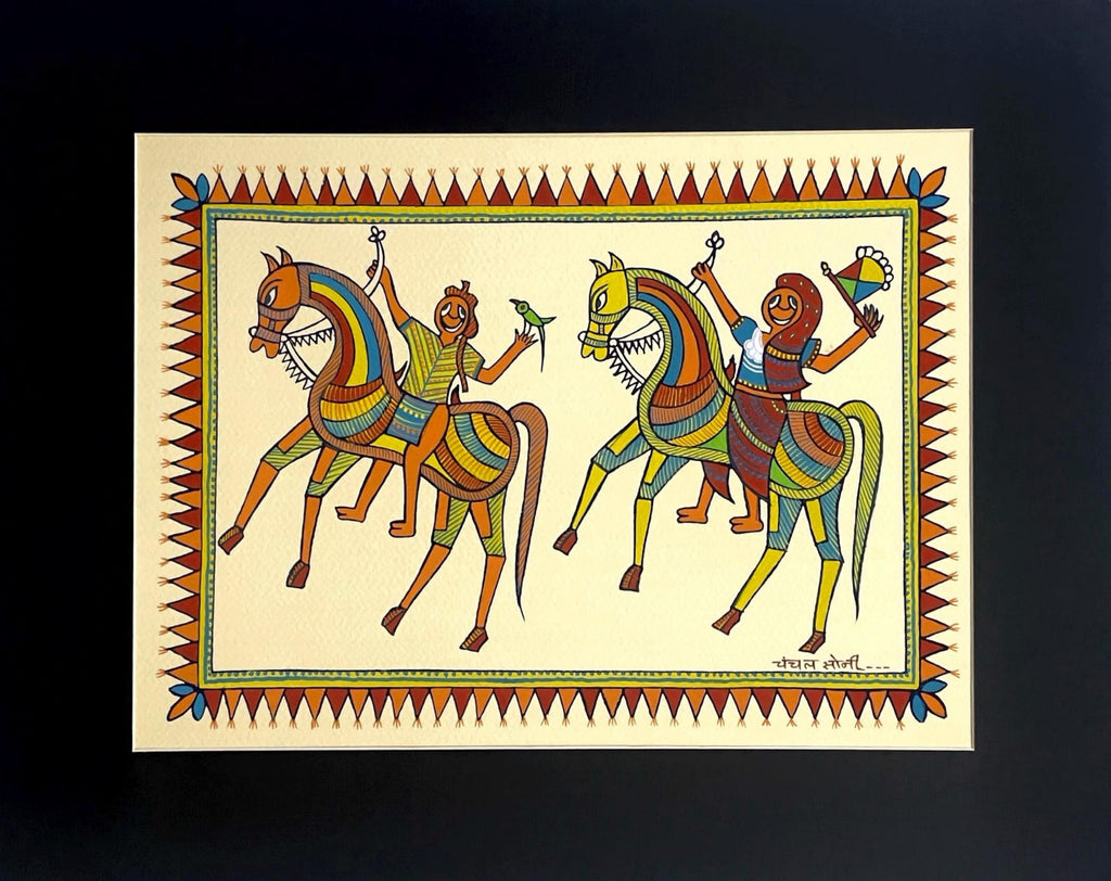 The Divine Riders in Pithora Art by Chanchal Soni Thumbnail