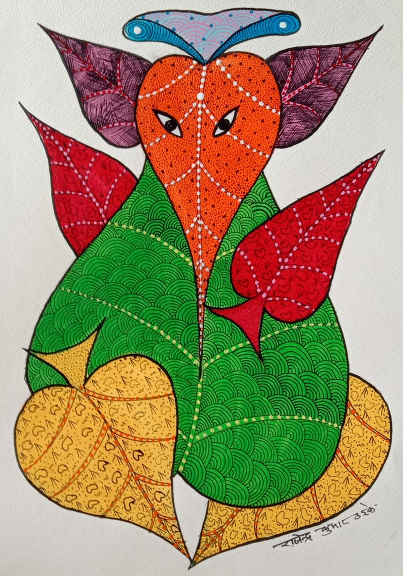 Buy Ganesha Gond Painting Online | Gond Art for Sale | Paintings