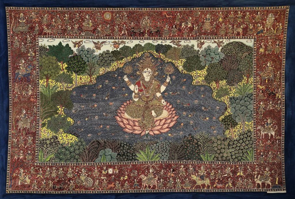 Goddess Lakshmi with Fourteen Shaktis in Mata ni Pachedi by Vasant Manubhai Chitara Thumbnail