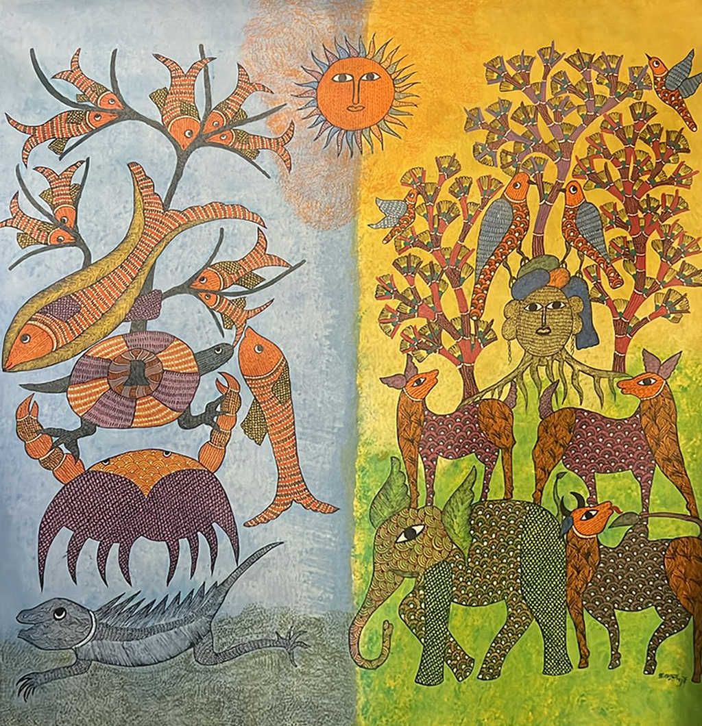 Jal aur Prithvi Jeevan in Gond by Braj Bhooshan Dhurwey Thumbnail