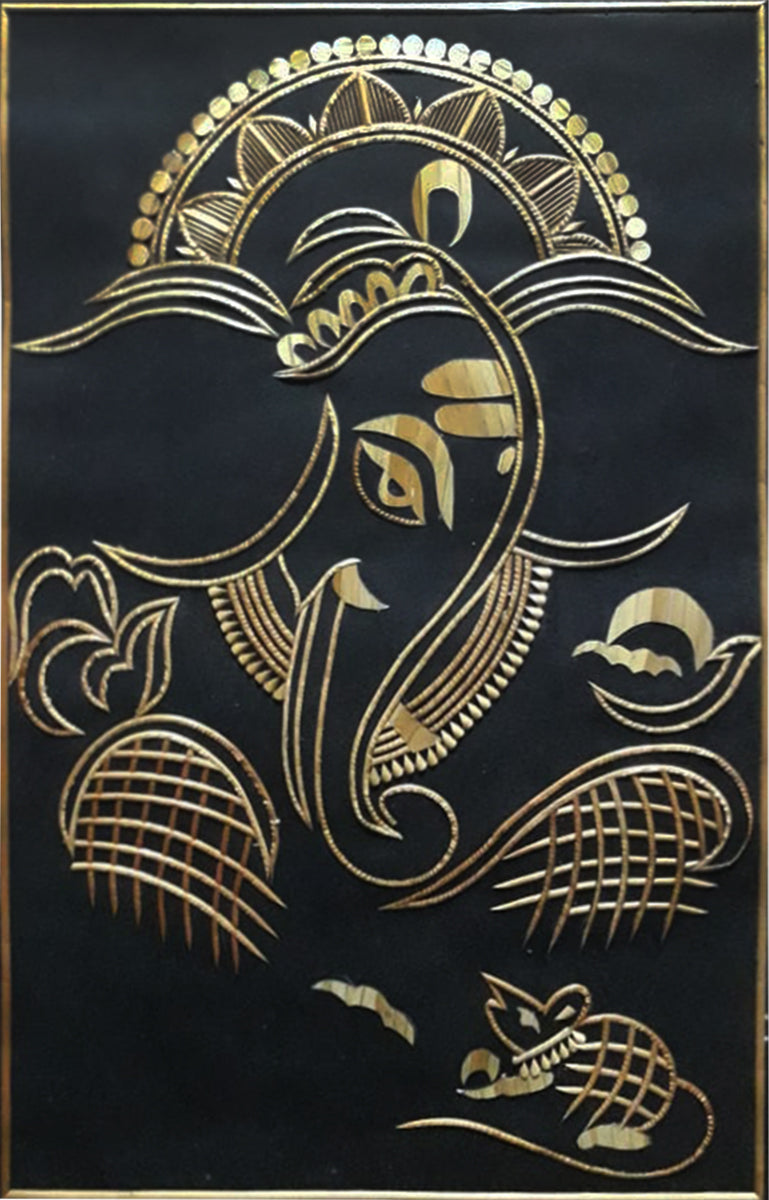 Lord Ganesha In Sikki Grass Artwork by Dhirendra Kumar Thumbnail