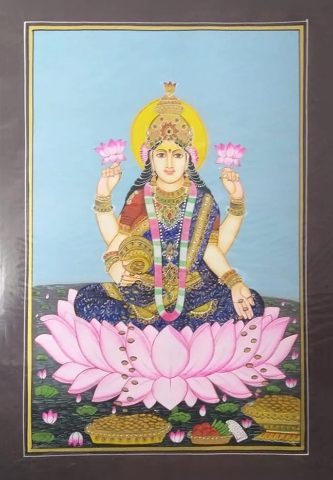 Maa Lakshmi Miniature Painting By Rajendra Sharma Thumbnail