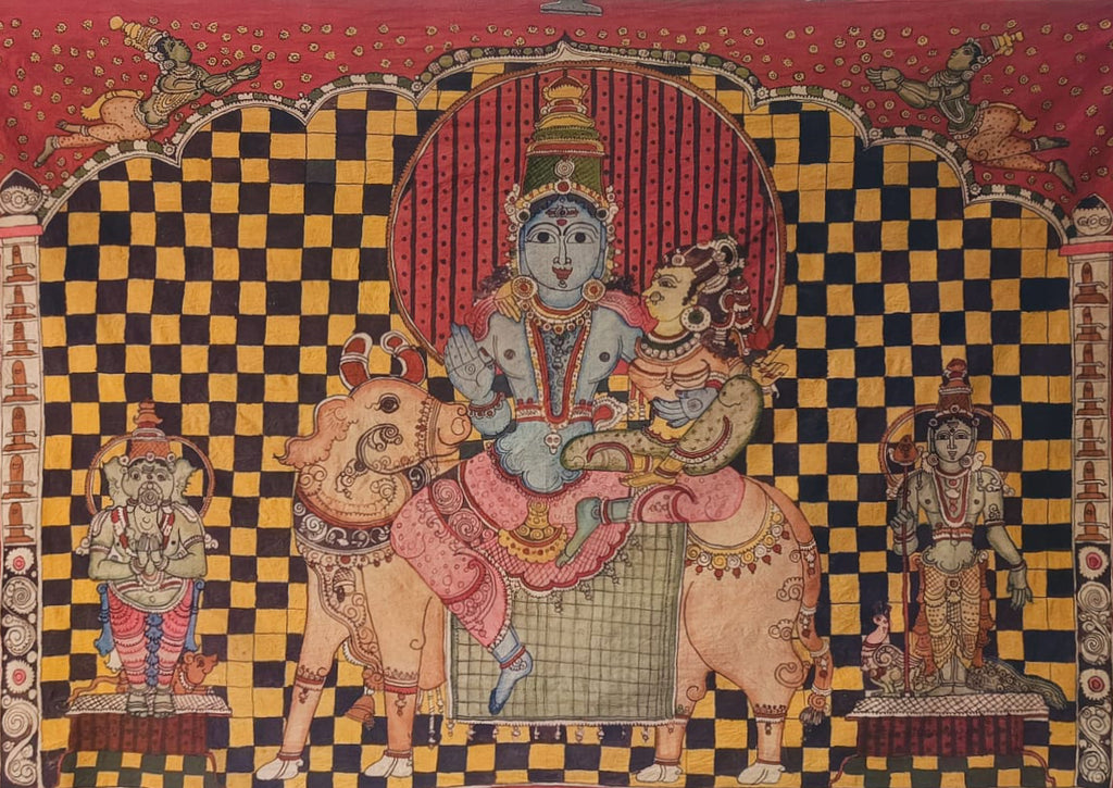 Shiv Parivaar: The Divine Family in Kalamkari by Kanukurthi Guna Sekhar Sai Thumbnail