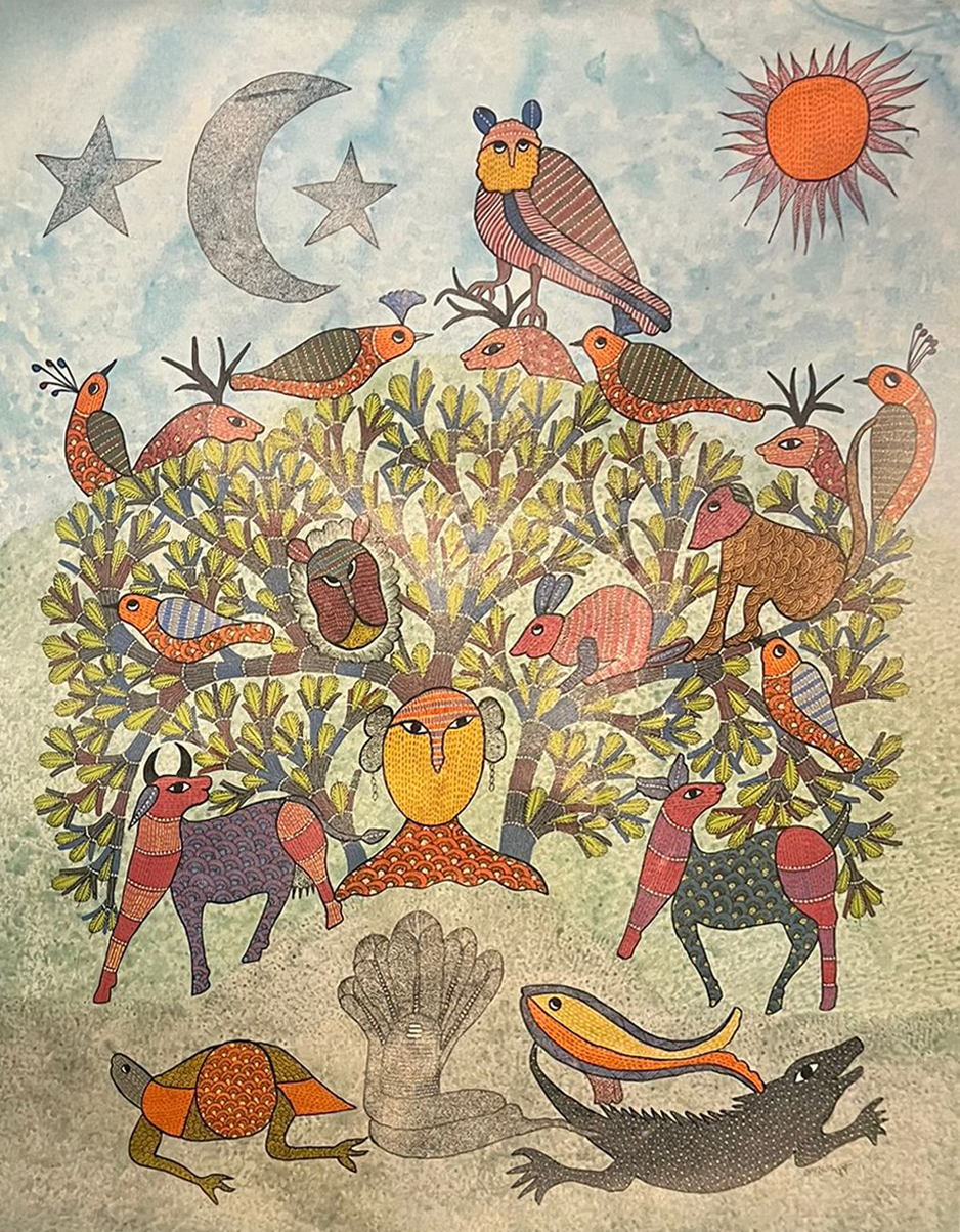 Teen Lok in Gond by Braj Bhooshan Dhurwey Thumbnail