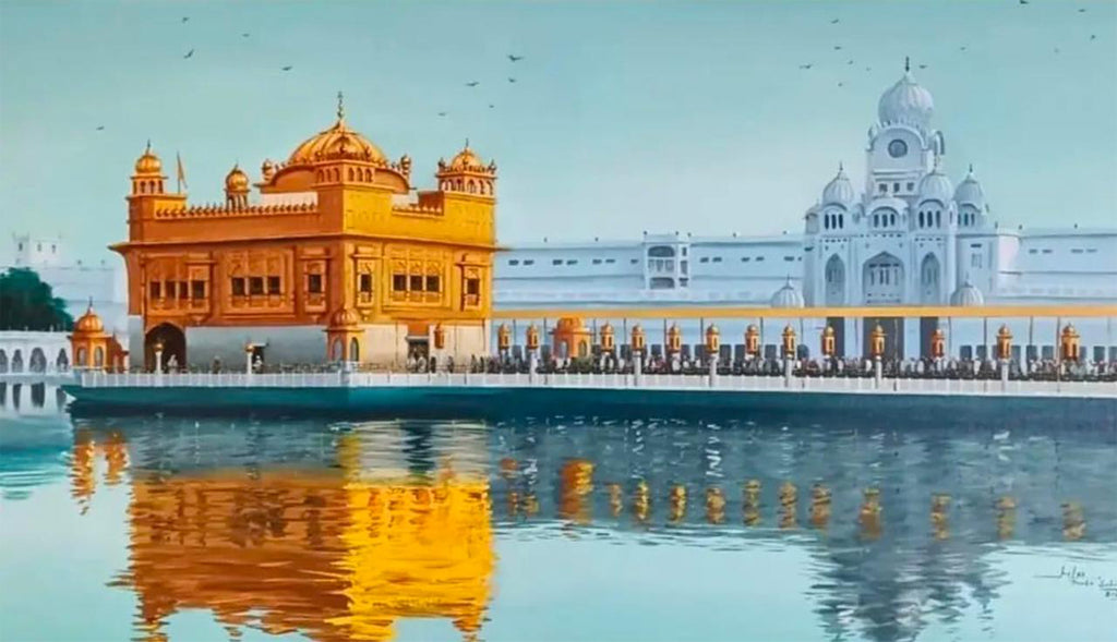 The Divine Abode: Golden Temple in Acrylic painting by Kulwinder Singh Thumbnail