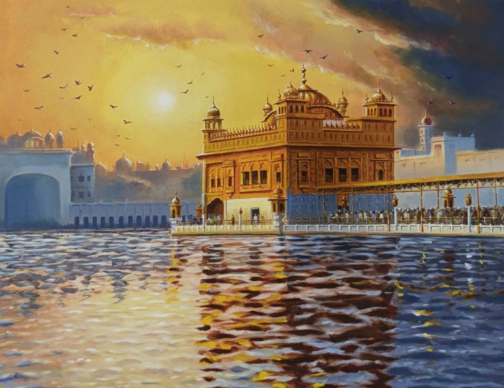 The View of Divinity: Golden Temple in Acrylic painting by Kulwinder Singh Thumbnail