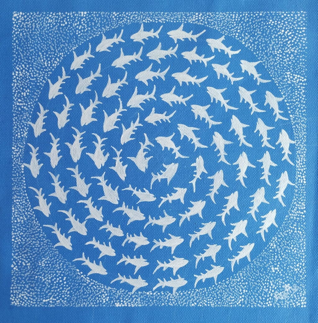 Whirlpool: A Shark's Journery In Warli by Dilip Rama Bahotha Thumbnail