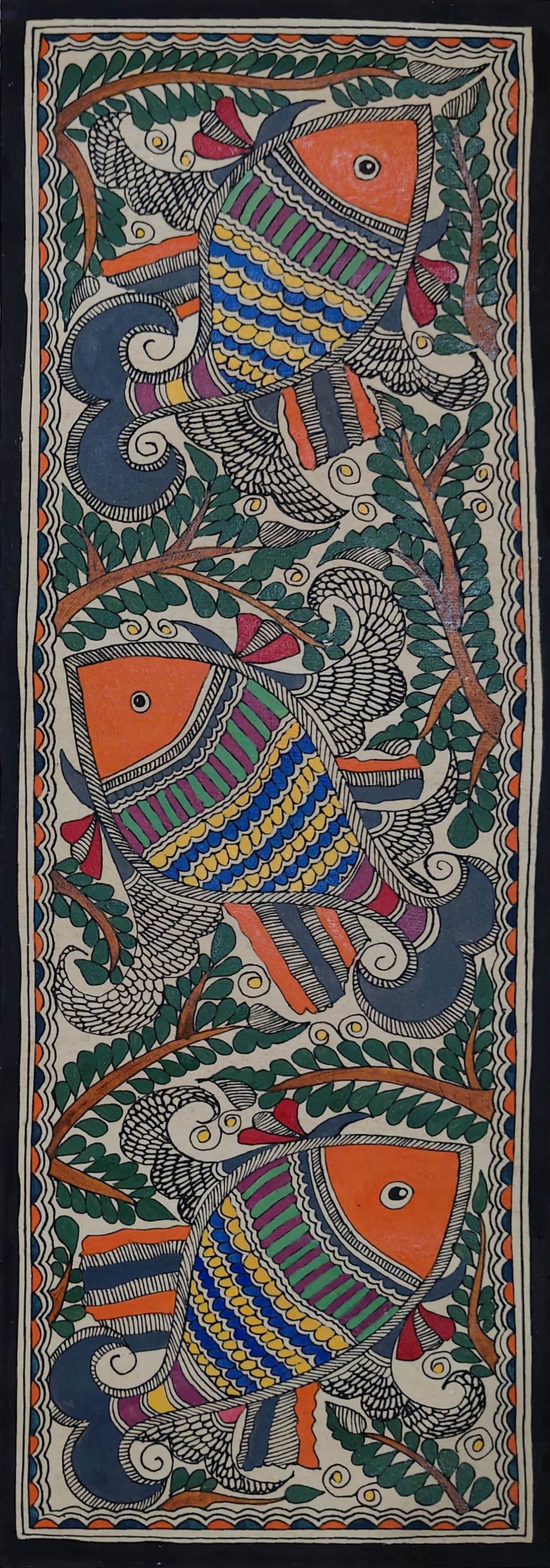 Fish In Madhubani by Ambika Devi Thumbnail