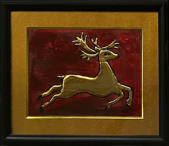 Golden Deer In Tanjore painting by Hemalatha B Thumbnail