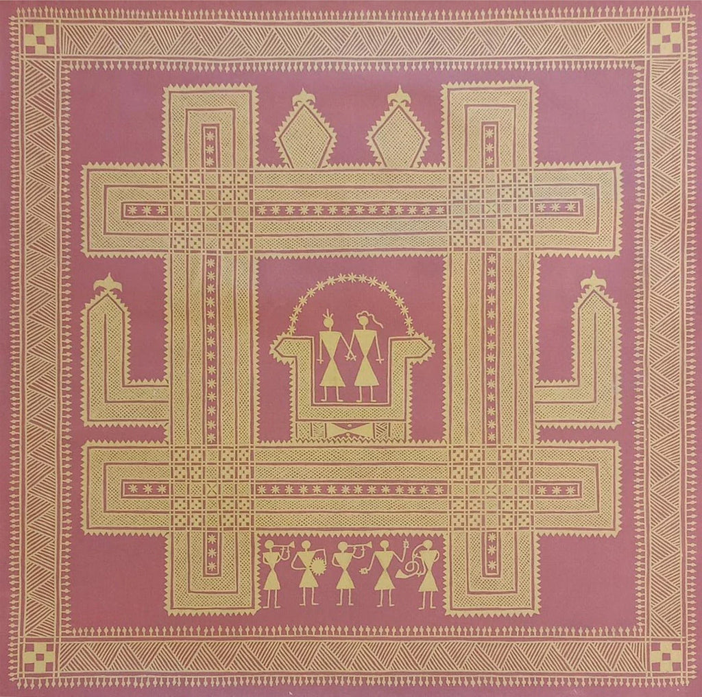 Maroon Hasegode in Chittara Art by Ishwar Naik Thumbnail