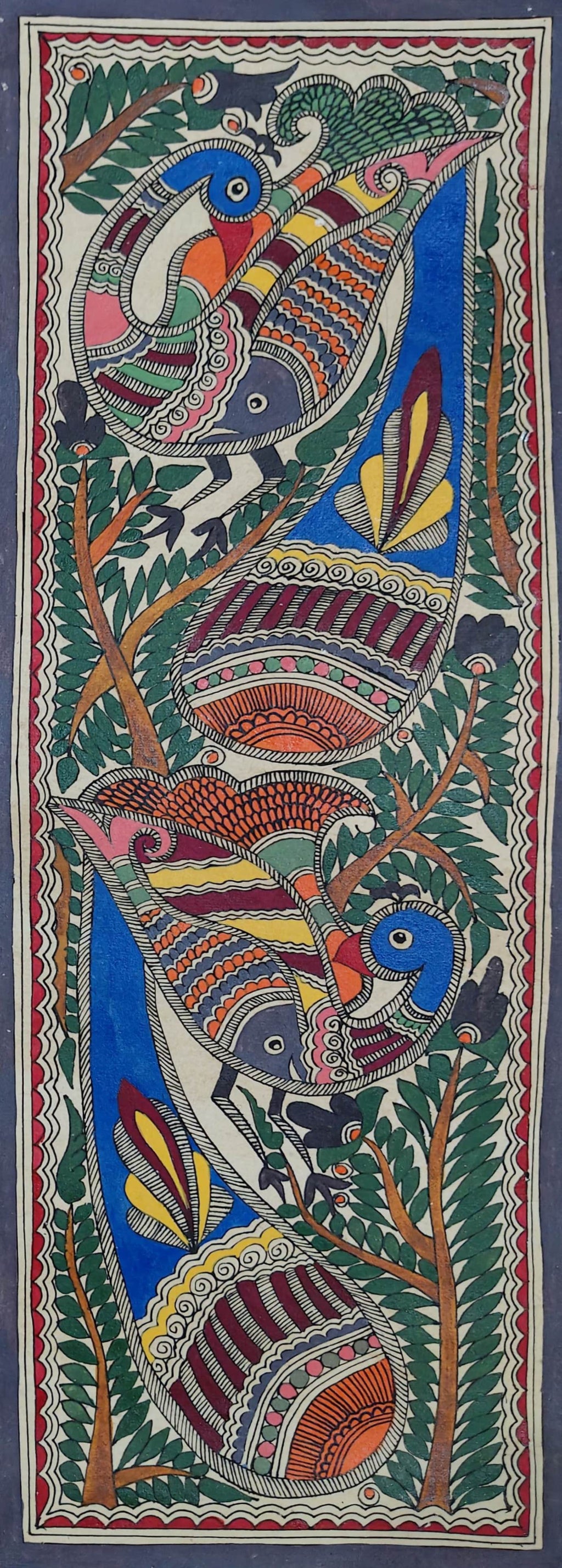 Peacock in Madhubani by Ambika Devi Thumbnail