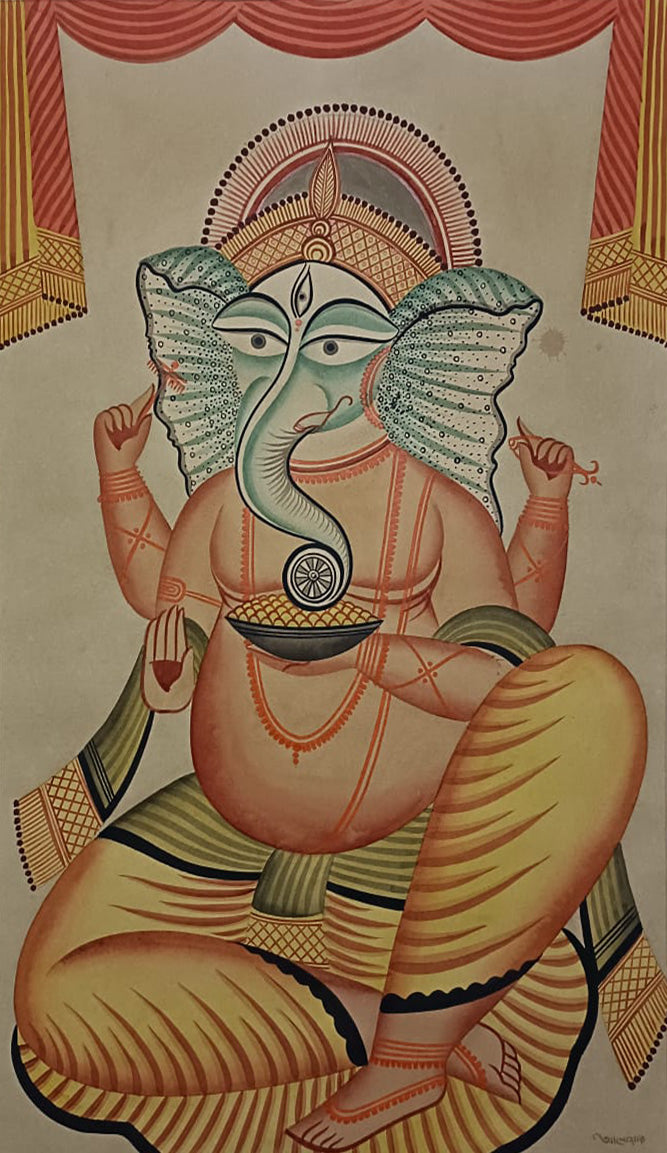 Lord Ganesha in Kalighat by Anwar Chitrakar Thumbnail