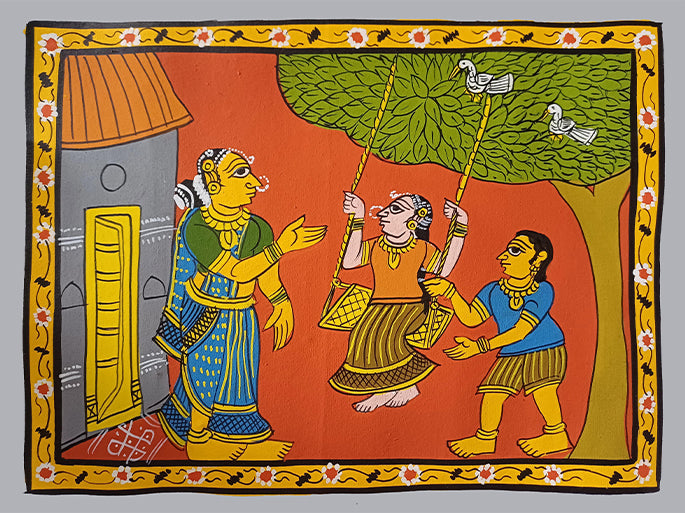 A Mother Call: Village Life Scenery in Cheriyal Scroll by Sai Kiran Thumbnail