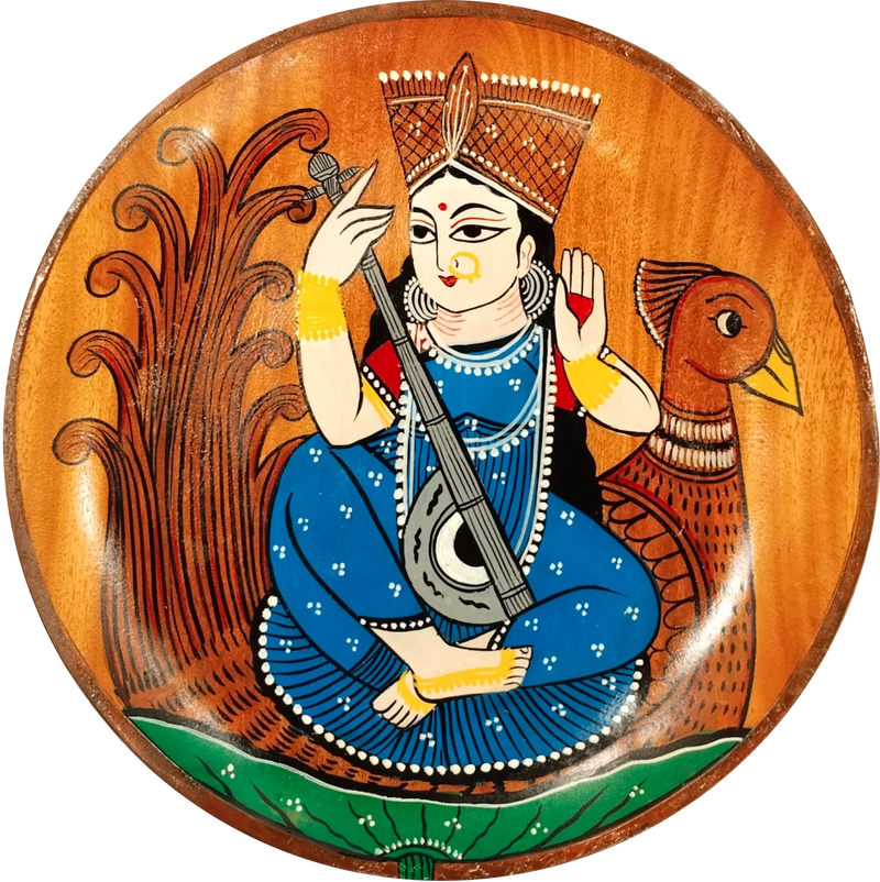 Hasir Chitrakar's Art: Saraswati Kalighat Wall Plates