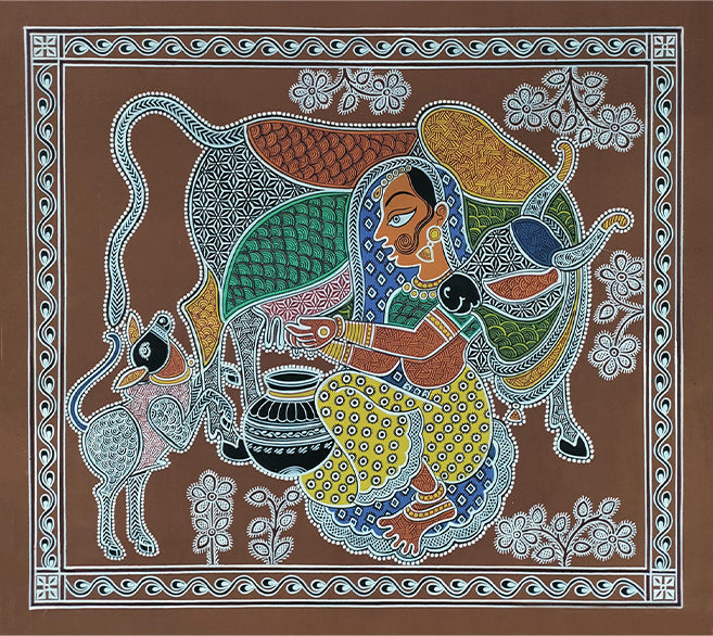 The Pastoral Milkmaid In Mandana by Vidya Soni Thumbnail