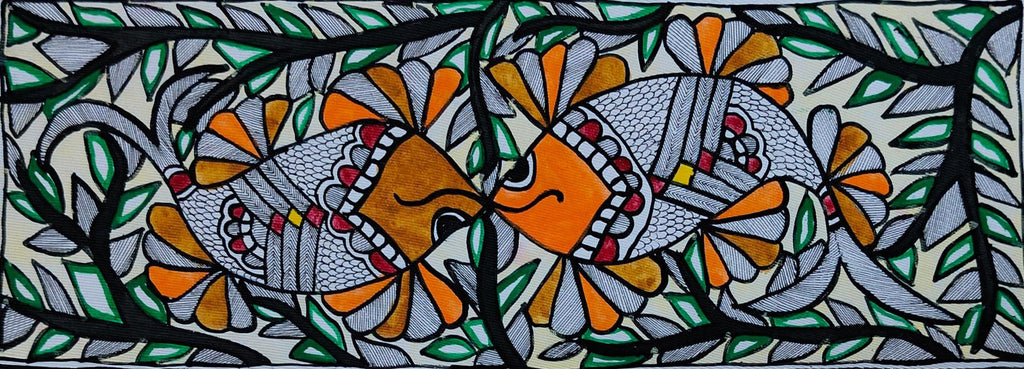Fish In Madhubani by Ambika Devi Thumbnail
