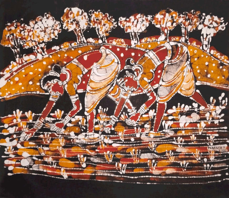 The Essence of Agrarian Life: A Cultural Symphony in Batik by Prakash Yasala