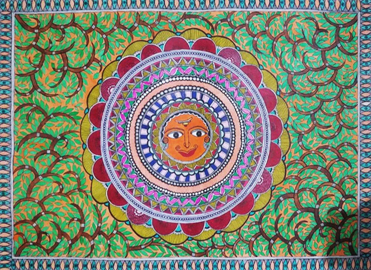Surya Devta Madhubani Painting By Ambika Devi Thumbnail