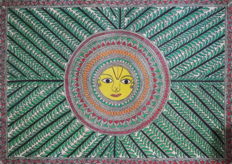 Surya Devta Madhubani Painting By Ambika Devi Thumbnail