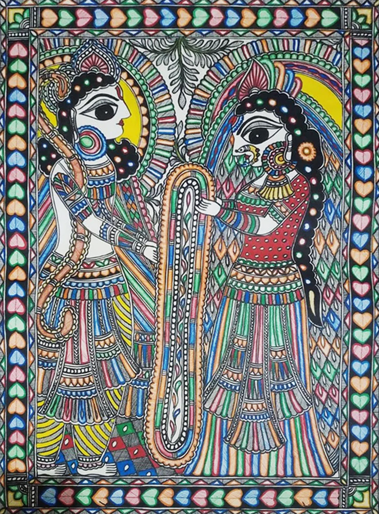 Vivah Panchami Madhubani painting by Ambika Devi Thumbnail