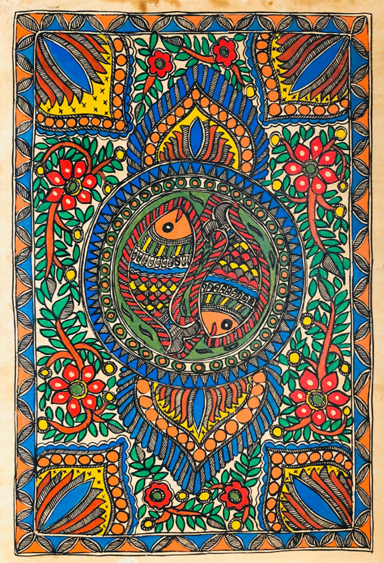 Abundant Blessings: A Kaleidoscope of Madhubani Magic, Madhubani art by Ambika devi Thumbnail