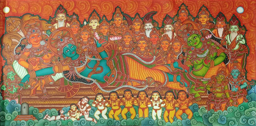 Ananthashayanam Kerala Mural Painting by Adarsh Thumbnail