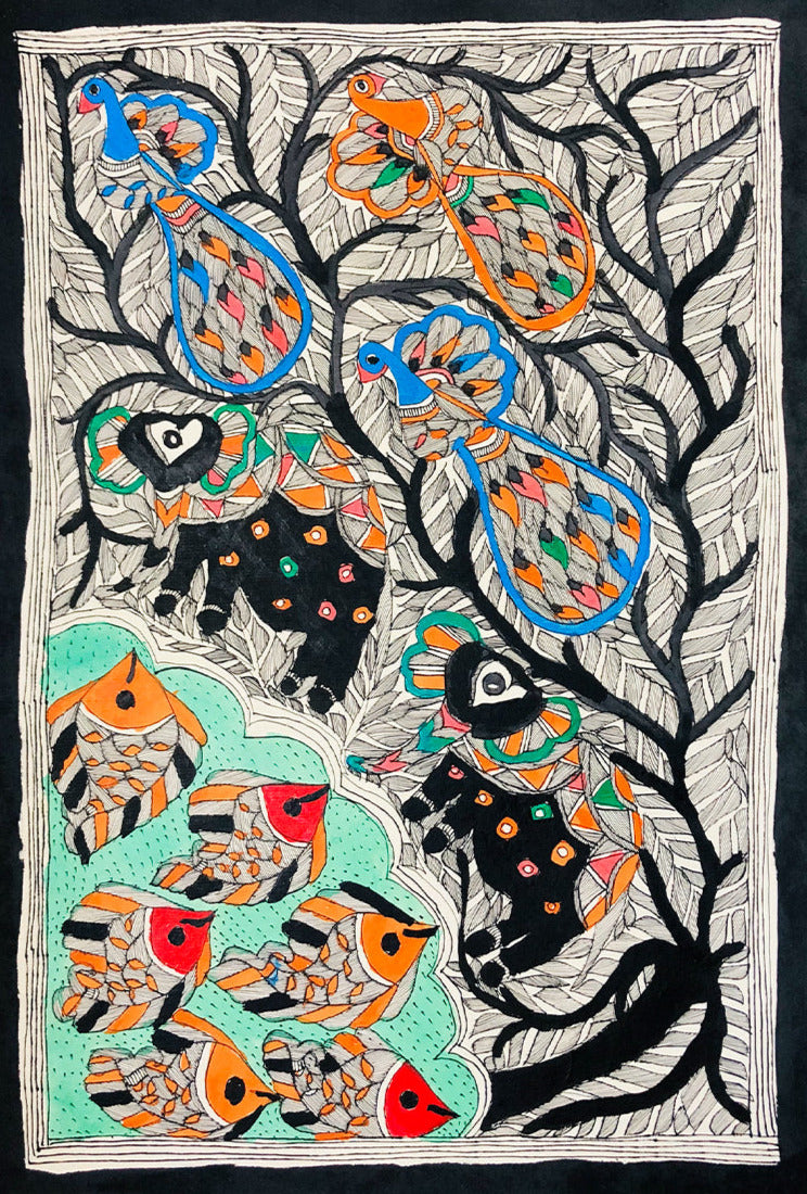 Animals, Madhubani by Ambika devi Thumbnail