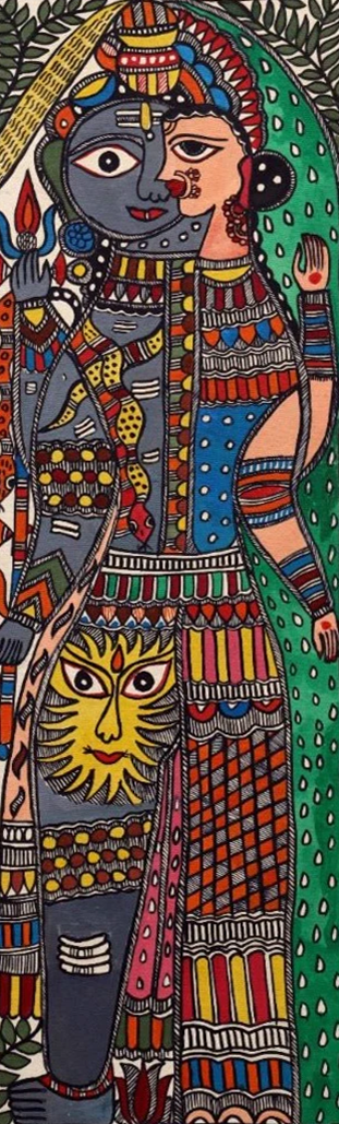 Madhubani Painting of Ardhanareshwar in Vivid Colours by Ambika Devi Thumbnail