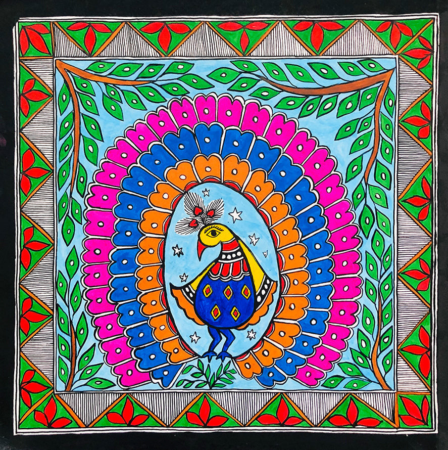 Array of Hue - Radiant Jewel of Madhubani, Madhubani Painting by Ambika Devi Thumbnail