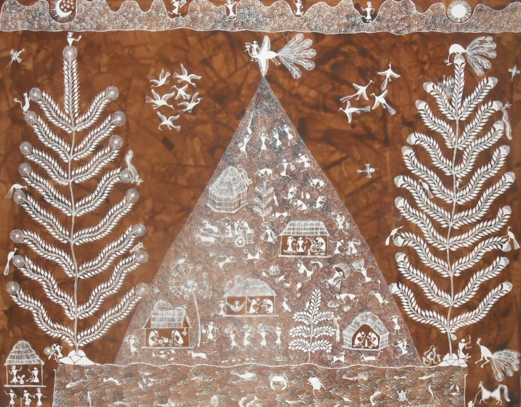 Belvat Kanya: Warli Painting by Anil Wangad Thumbnail