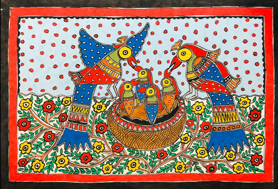Birds, Madhubani by Ambika devi Thumbnail