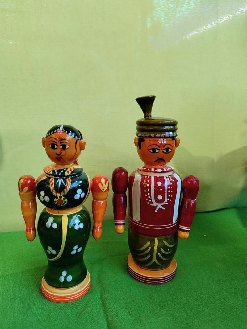 Mini Bride Groom Doll Set Channapatna Toys
