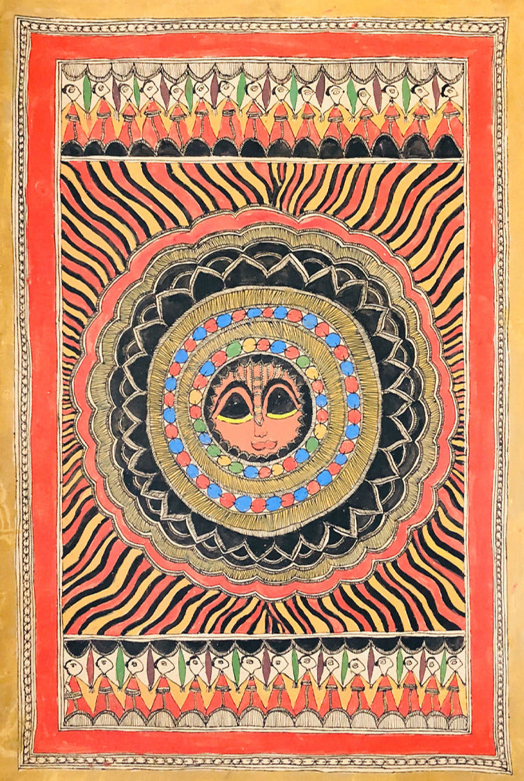 Celebrating the Sun, Madhubani Art by Ambika Devi Thumbnail