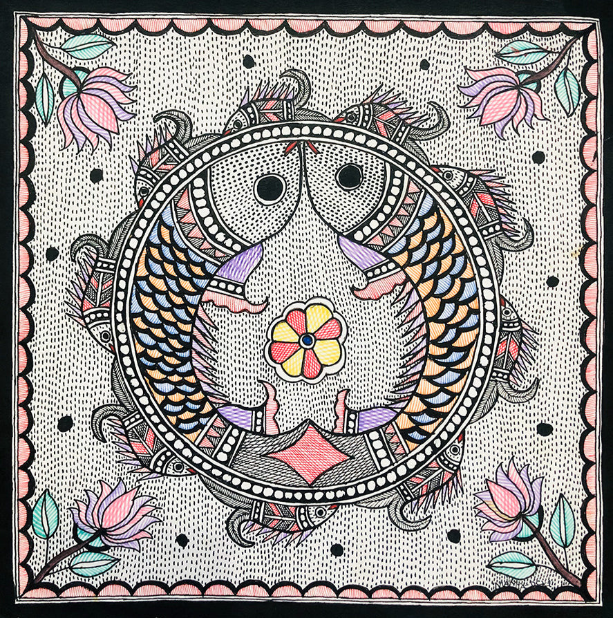 Circular Ripples: Colourful Companions Madhubani by Ambika Devi Thumbnail