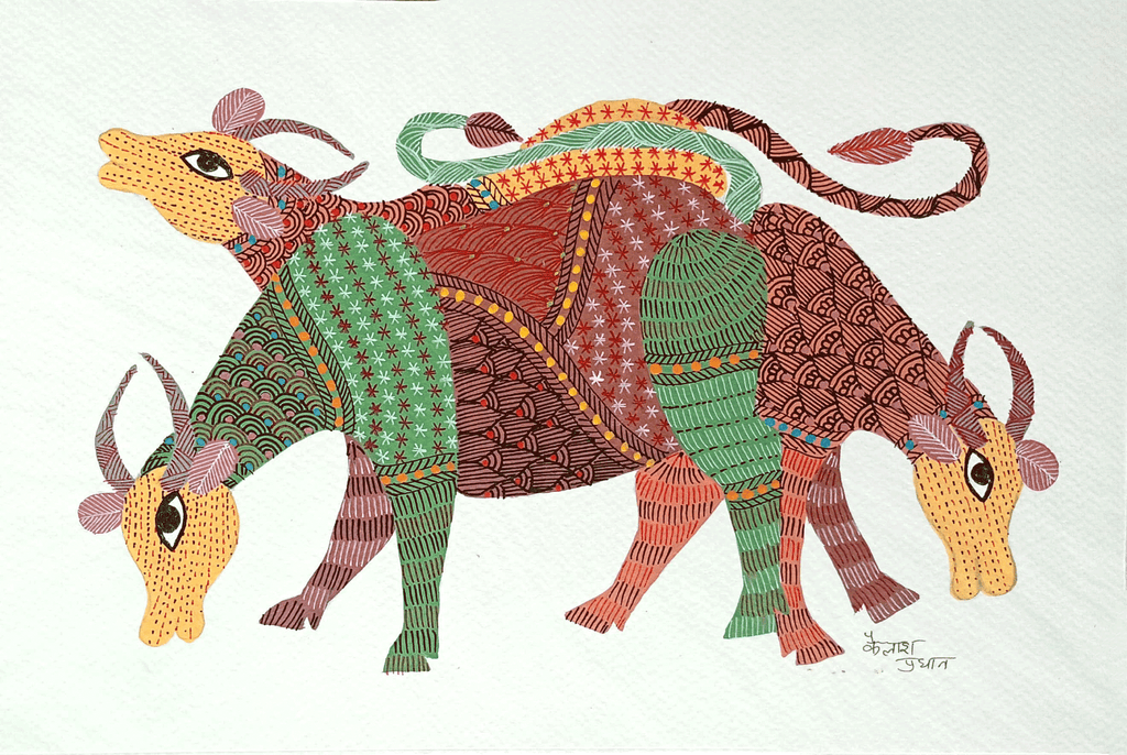 Cow Herd in Gond by Kailash Pradhan Thumbnail