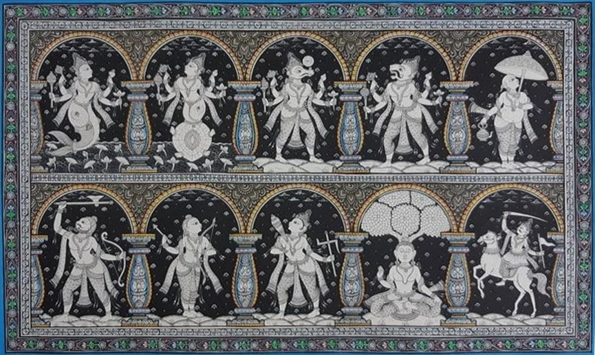 Dashavatar Handpainted in - Pattachitra Art by Apindra Swain for Home Decor Thumbnail