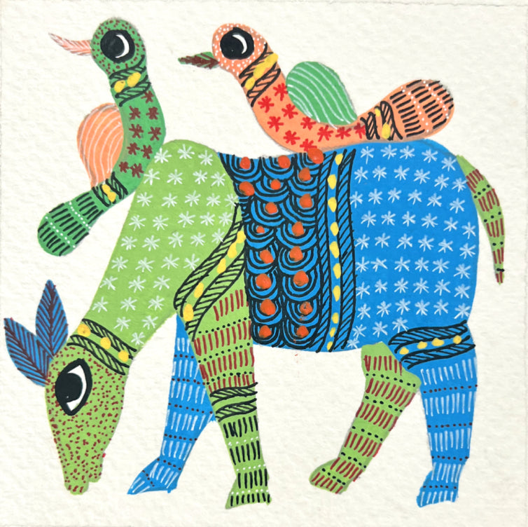 The Unique Friendship: Deer with Birds in Gond by Kailash Pradhan Thumbnail
