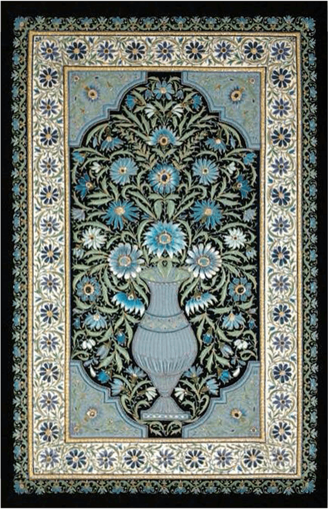 Depiction of flower vase with intricate background: Zari Zardozi Work by Mohd. Bilal Thumbnail