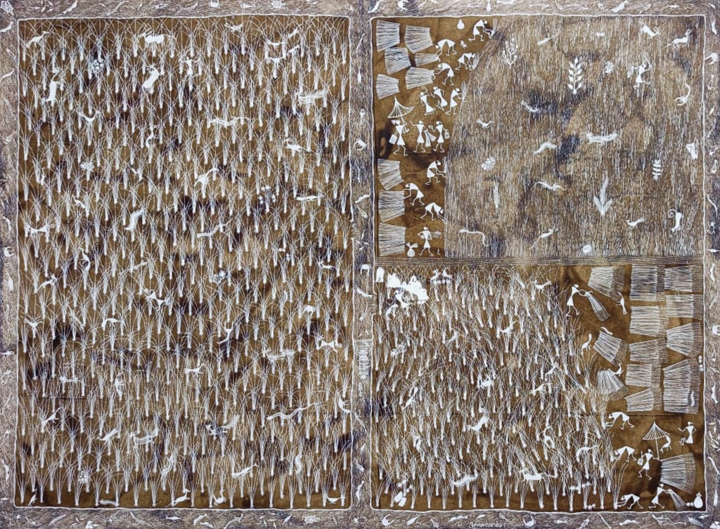 Dhan ki kheti: Warli Painting by Anil Wangad Thumbnail