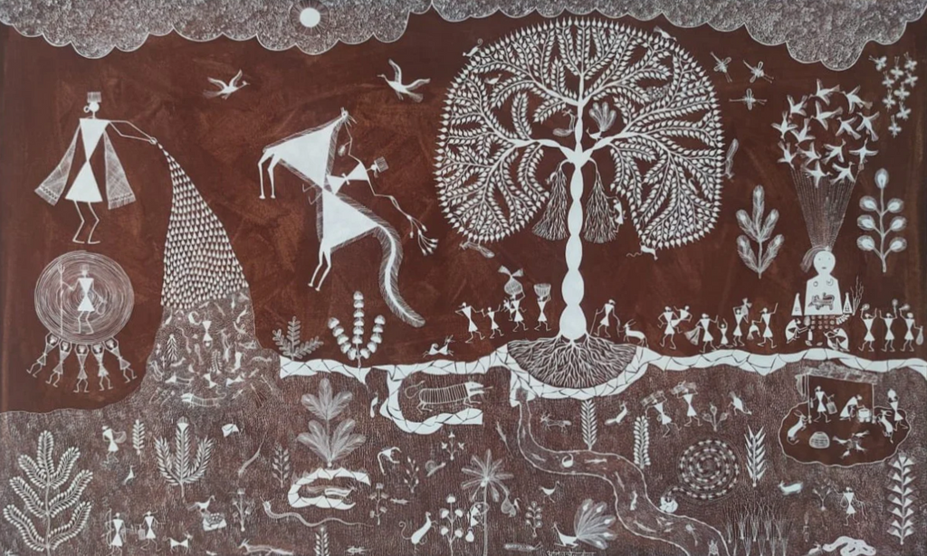 Dhartari Mata: Warli Painting by Anil Wangad Thumbnail