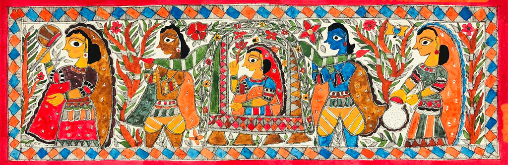 Doli Kahaar: Celebrating New Beginnings Madhubani Painting by Ambika Devi Thumbnail