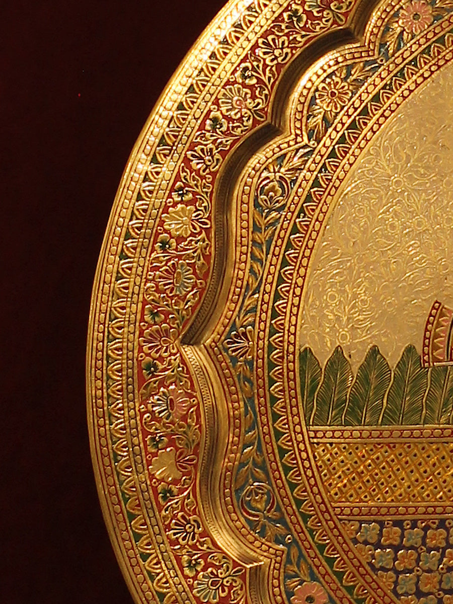 Lord Shrinathji on lotus pedestal in Marodi Brass Plate Thumbnail