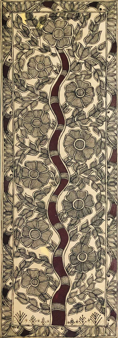 Enchanting Blossoms: A Madhubani Splendour Madhubani art by Ambika Devi Thumbnail