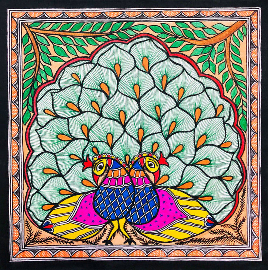 Enchanting beauty of Wild – In hues of artistry, Madhubani Painting by Ambika Devi Thumbnail